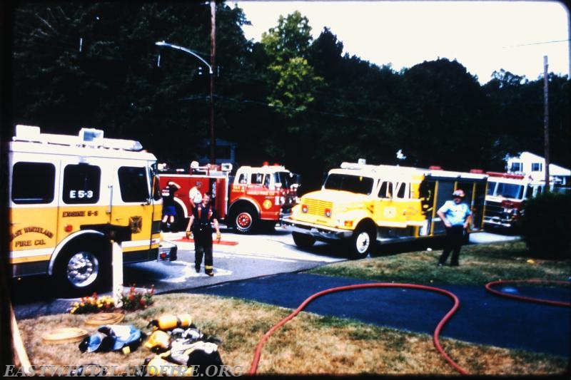 Fire scene with East Whiteland Engine 5-3 and Rescue 5. Photo courtesy of Gary Long.